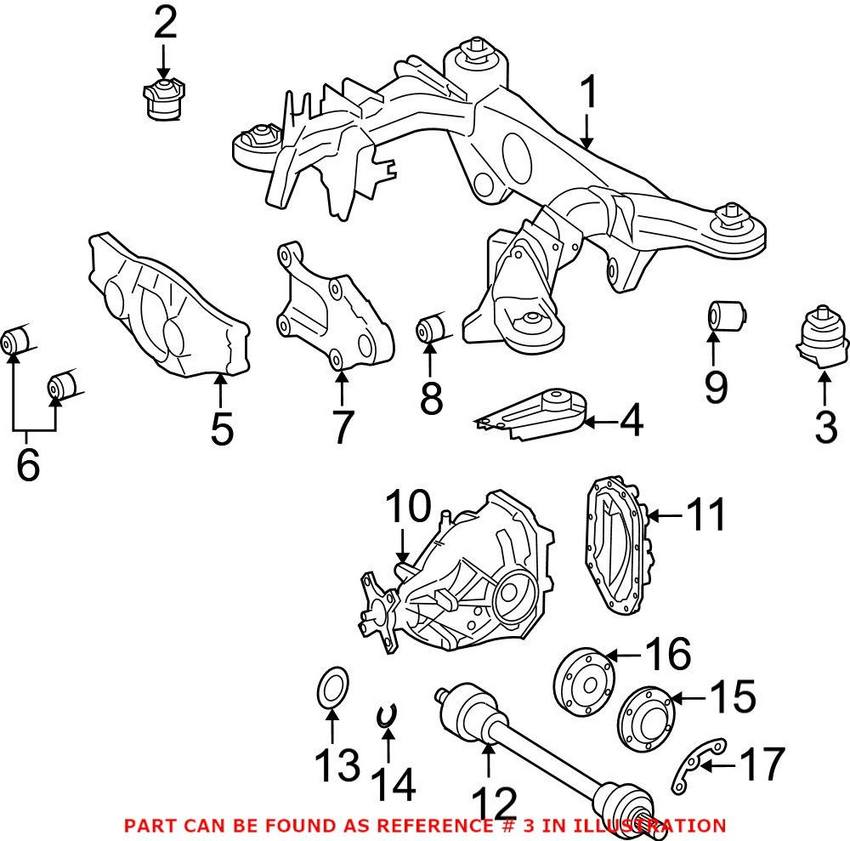 Mercedes Subframe Bushing - Rear Rearward 2213511342